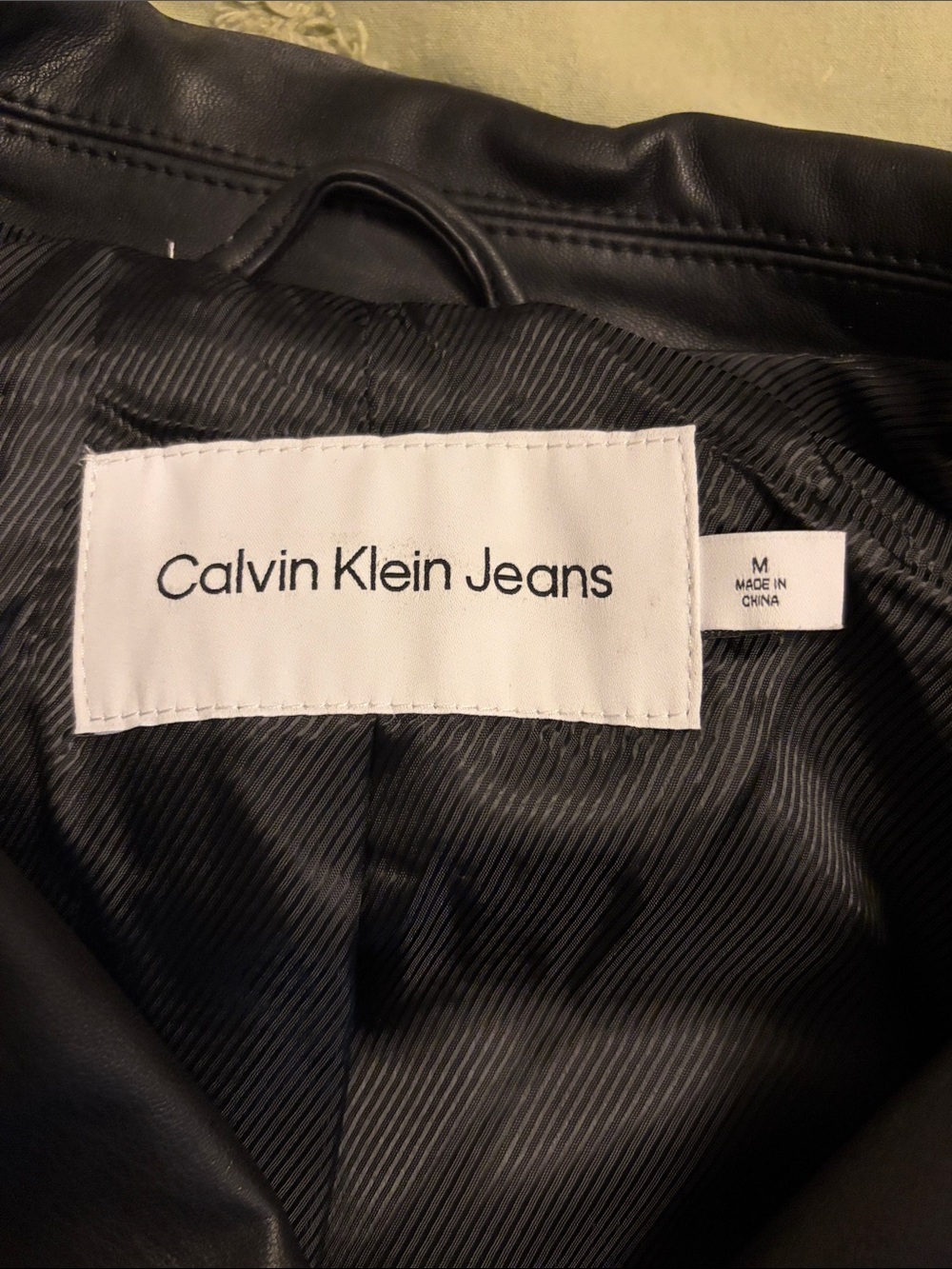 Calvin Klein Jeans Black Faux Leather Moto Vest with Belt - Picture 2 of 4